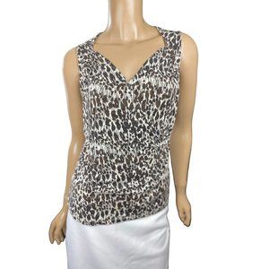 Ann Taylor Size M Sleeveless Blouse Top Crossover Bodice Silk Blend Black/White